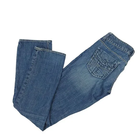 American Eagle 77 Straight Denim Jeans Womens Size 2R Distressed Medium Wash - Picture 10 of 14